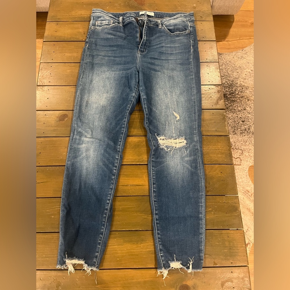 Women's Blue Distressed Jeans